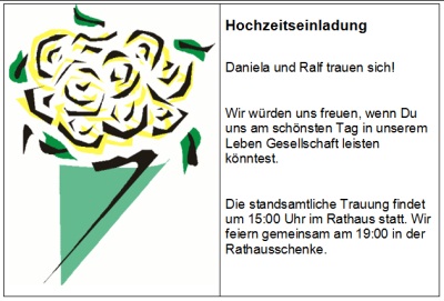 Beispiel Einladung zur Hochzeit