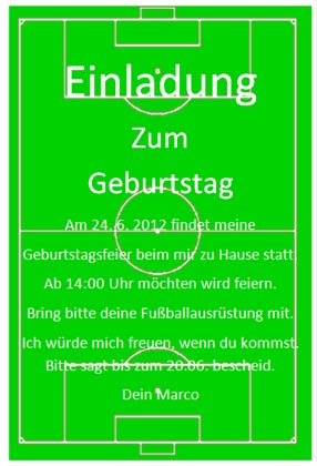Einladungskarte Fußball für Kinder