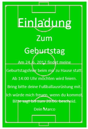 Einladungskarte Fu Ball F R Kinder Gratis