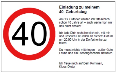 Lustige 40 Geb Einladung