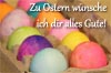 Osterkarte mit Ostereiern mit Osterwünschen